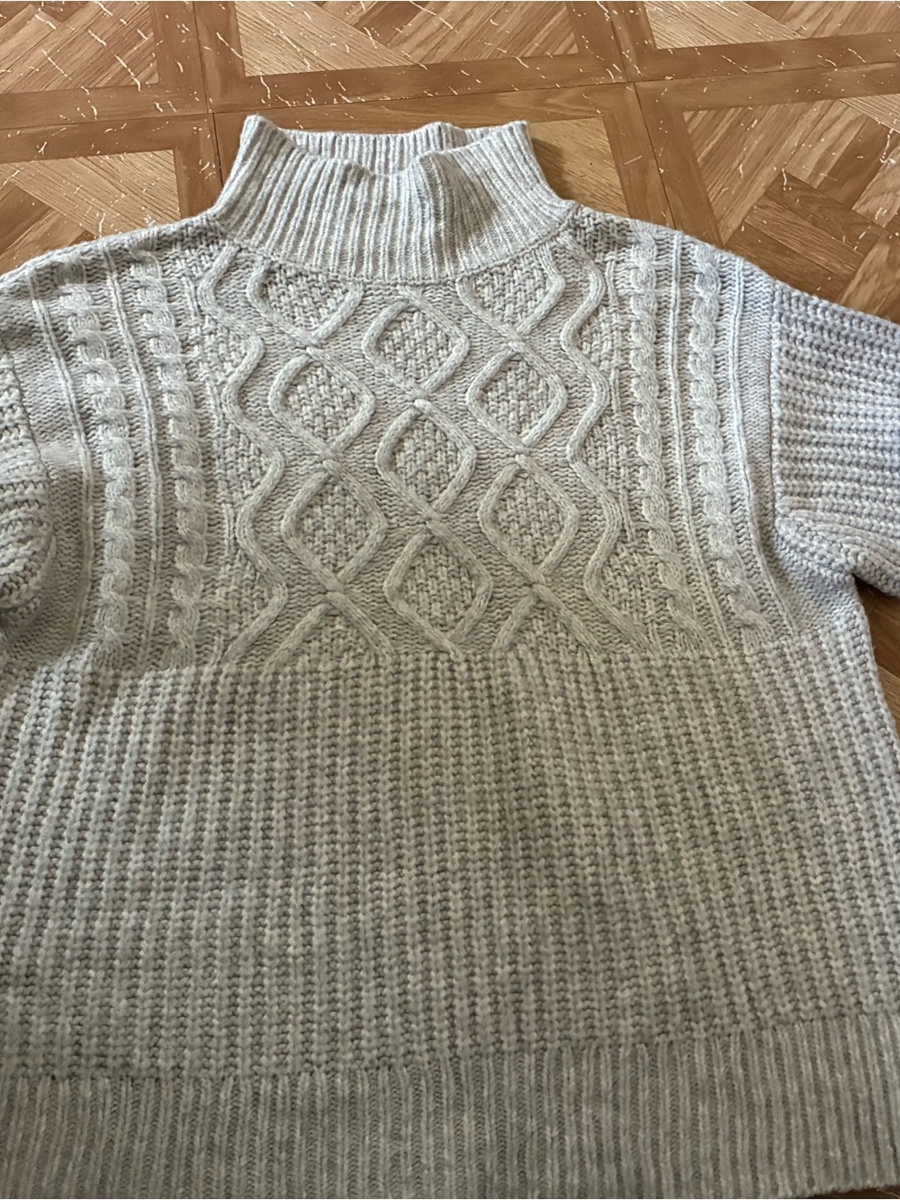 a new day Light Gray Cable Knit Turtleneck Sweater
